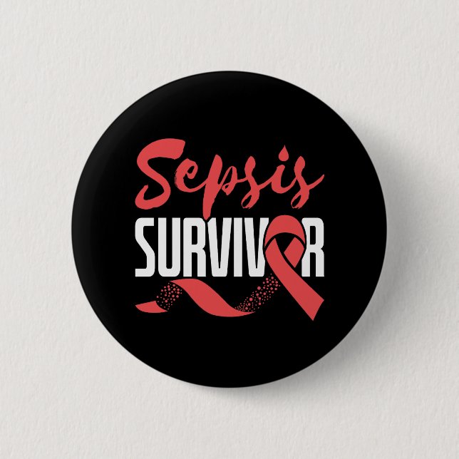 Sepsis Survivor Warrior Fighter Awareness Månad Knapp (Framsida)
