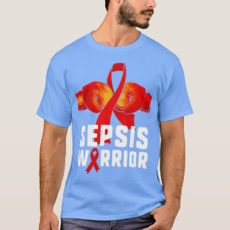 Sepsis Warrior Red Ribbon Boxing Glove Awareness T Shirt