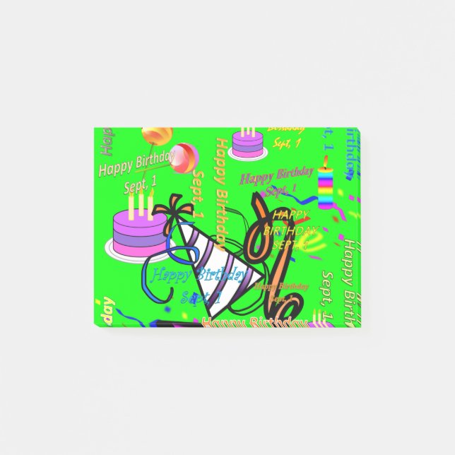 sept, 1 barns födelsedag post-it block (Framsida)