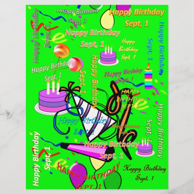 sept, 1 barns födelsedag reklamblad (Framsidan)