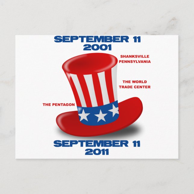 SEPTEMBER-11-ANNIVERSARY-UNCLE-SAM-HAT VYKORT (Framsida)