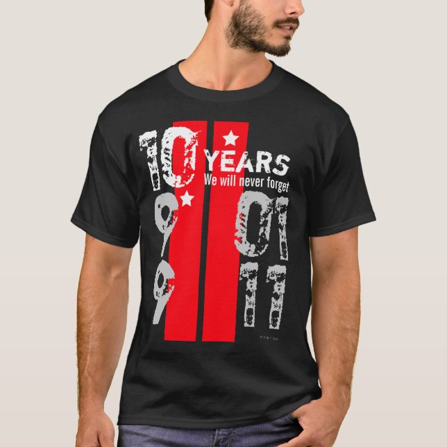 September 11 minne i 10 år svart T-tröja Tee (Framsida)