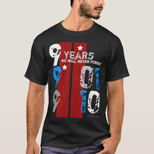 September 11 minne i 9 år svart T-tröja T Shirt (Framsida)