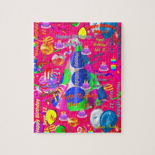 September, 12:e födelsedagen Jigszawa Puzzle Pussel (Vertikal)