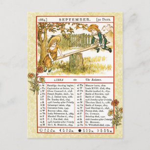 September 1884 Almanac. Libra, saldo Vykort