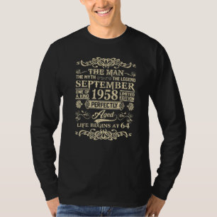 September 1958 Man Myth Legend 64:e födelsedagen 6 T Shirt