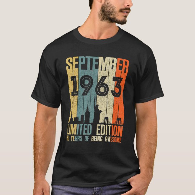 September 1963 60 Födelsedag 60 år gammal 1963 T Shirt (Framsida)