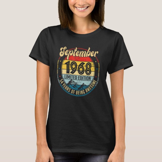 September 1968 54:e födelsedagen 54 år gammal t shirt (Framsida)