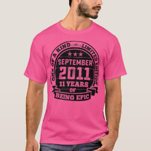 September 2011 Elfte födelsedagspressen 11 år av b T Shirt