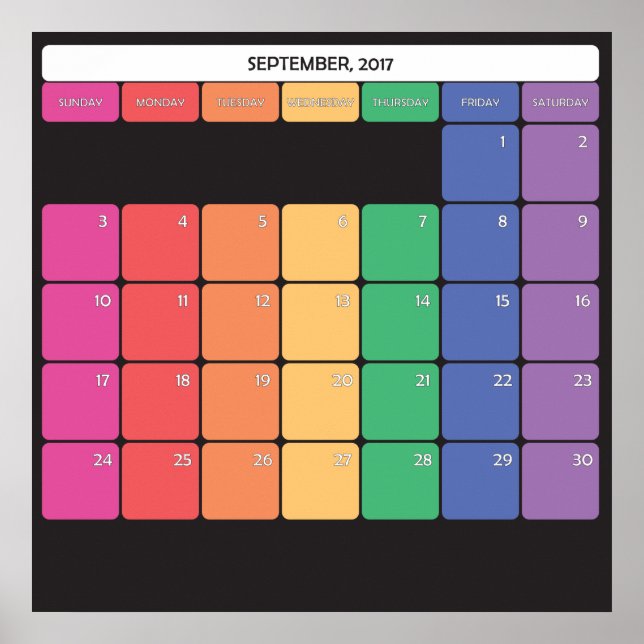 September 2017 planerare kalender poster (Framsidan)
