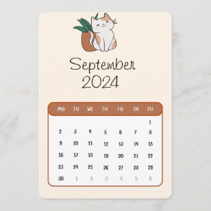 September 2024 Fristående Katt- Och Växtkalender Meny