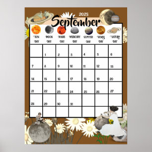 September 2025 Månadskalender Astrologisk    Poster