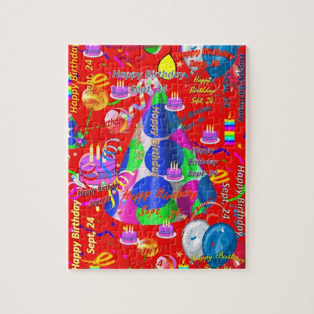 September, 24:e födelsedagen Jigszle Puzzle Pussel (Vertikal)