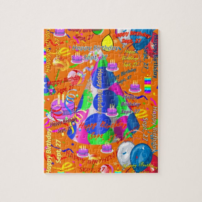 September, 27:e födelsedagen Jigszle Puzzle Pussel (Vertikal)