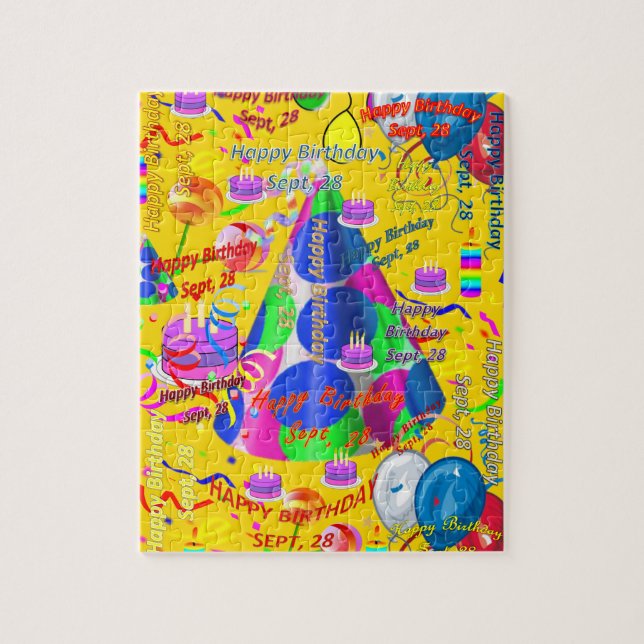 September, 28:e födelsedagen Jigszle Puzzle Pussel (Vertikal)