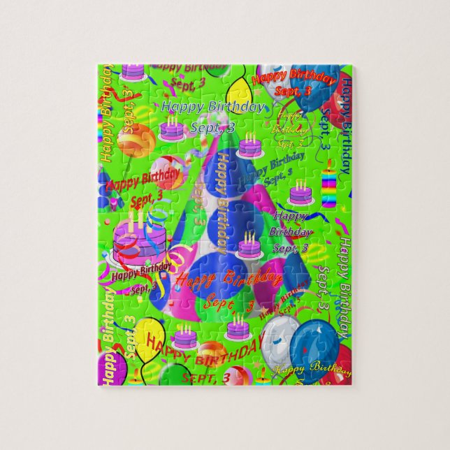 September, 3-födelsedagen Jigszawa Puzzle Pussel (Vertikal)