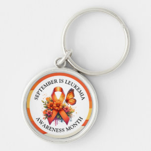 September är Leukemia Awareness Month Rund Silverfärgad Nyckelring