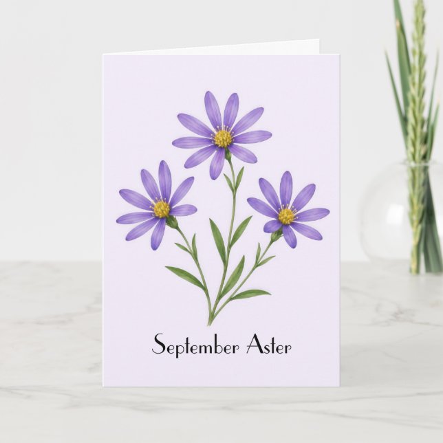 September Aster Blommor Hälsning Kort (Framsida)