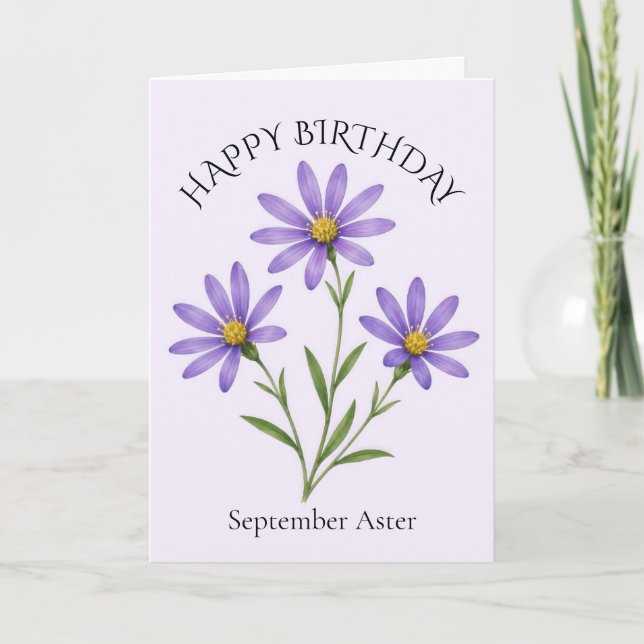 September Aster Födelsedag Kort (Framsida)