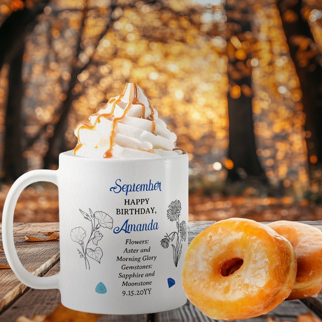 September Aster | God morgon, Birthday Keepsaké Kaffemugg (September Floral and Birthstone Birthday Keepsake Coffee Mug)
