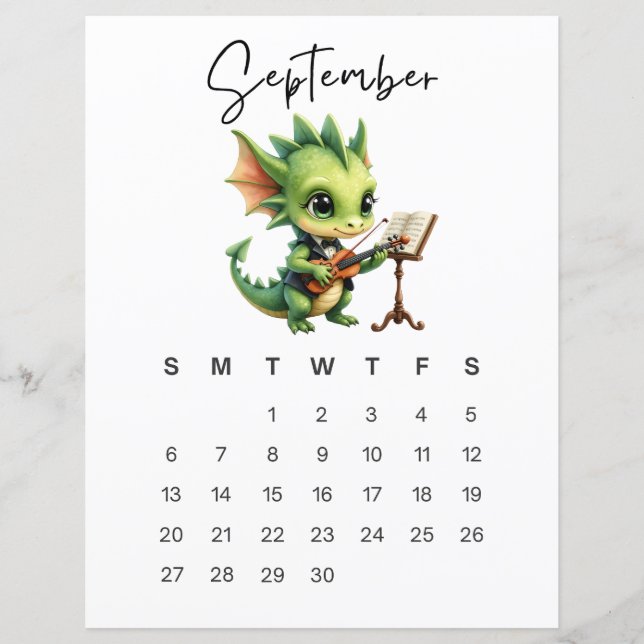 September Baby Dragon Konsttryck Mysig Fantasy  (Framsida)