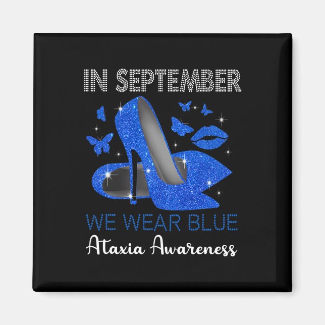 September Bära Blue Högklackars Ataxi Awareness Magnet (Framsidan)