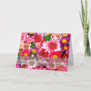 September: Bedrande Rosa Asters for Birthday Kort
