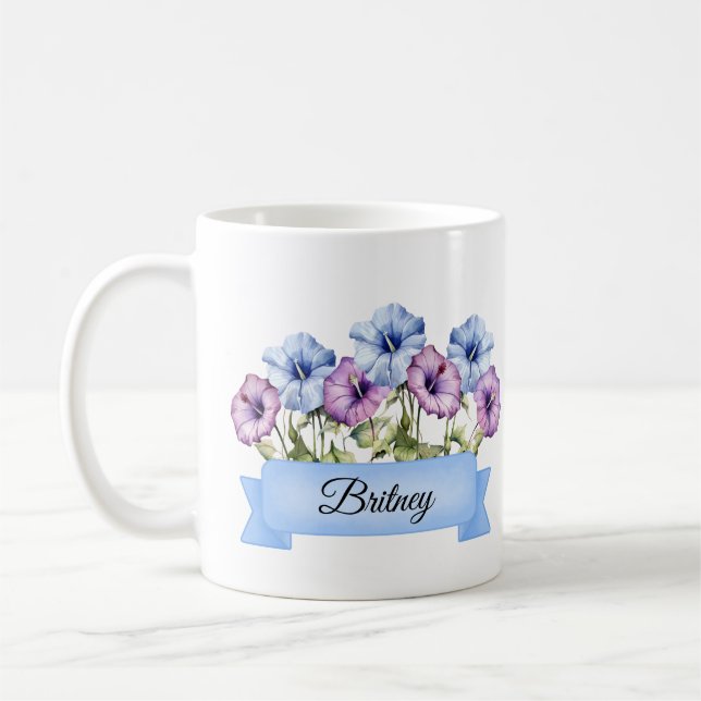 September Birth Aster Flower Personlig Kaffemugg (Vänster)