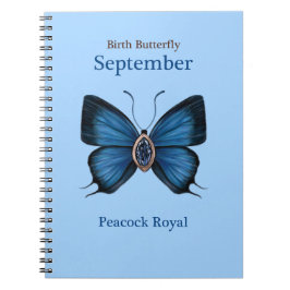 September Birth Gemstone Butterfly - Peacock-Royal Anteckningsbok