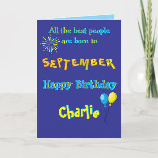 September Birthday Folded Greeting Card Kort