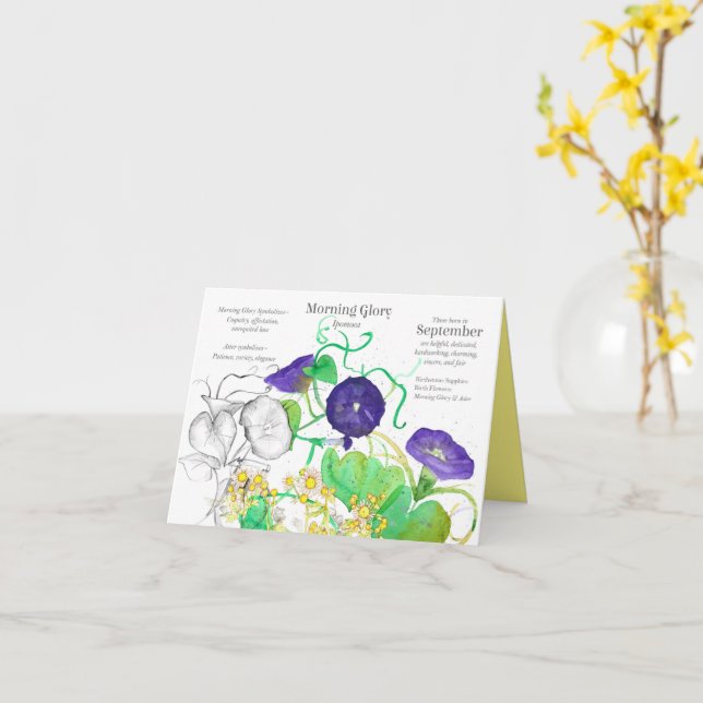 September Birthday Morgon Glory Aster Birth Month Kort (Gul blomma)