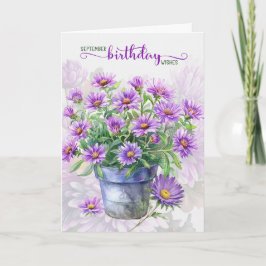 September Birthday Purple Asters Birth Flower Kort