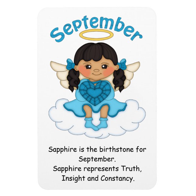 September Birthstone Angel Black Premium Magnet (Vertikal)