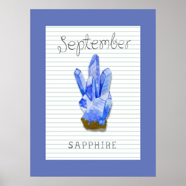 September Birthstone Sapphire Artwork Poster (Framsidan)