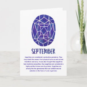 September Birthstone Sapphire Birthday Watercolor Kort