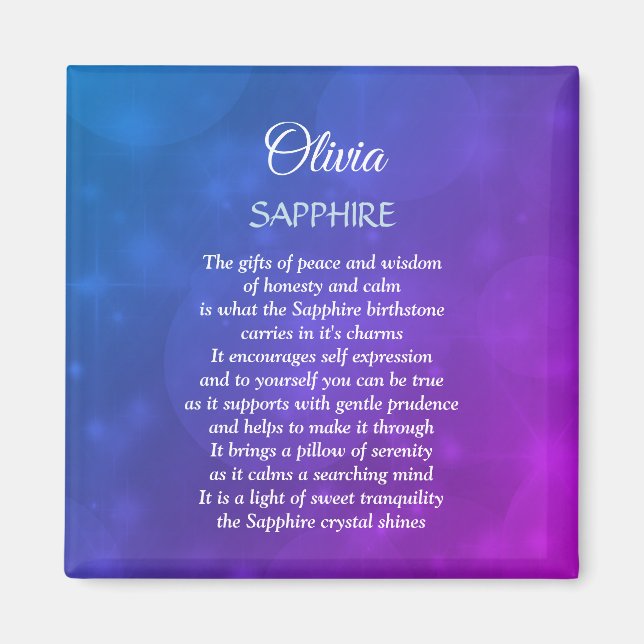 September Birthstone Sapphire-design Magnet (Framsidan)