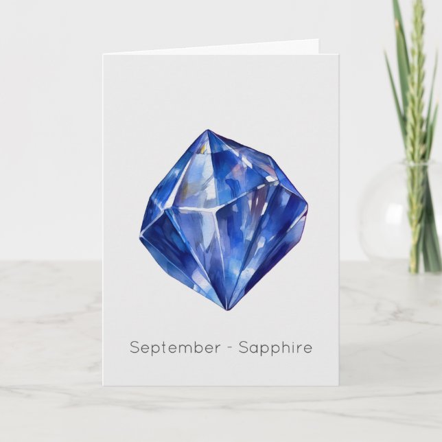 September Birthstone Sapphire Grattis på födelseda Kort (Framsida)