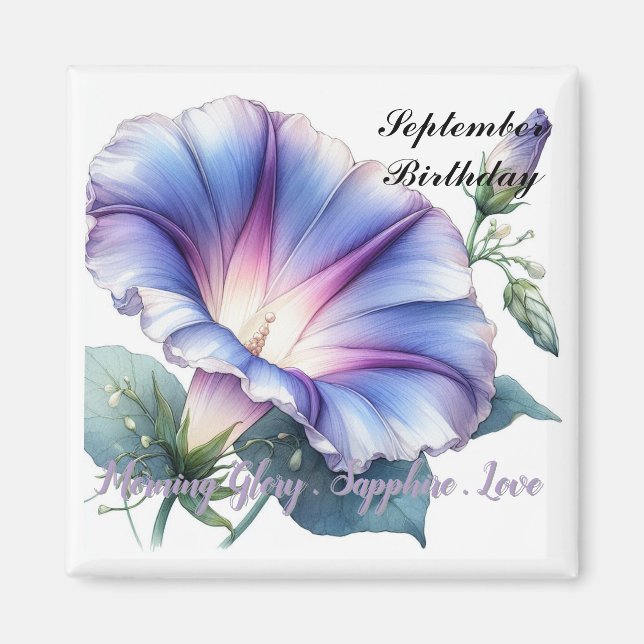 September Birthstone Sapphire och God morgon Glory Magnet (Framsidan)