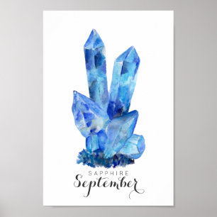 September Birthstone - Sapphire Watercolor POSTE Poster