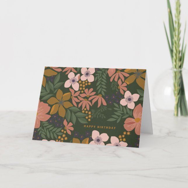 September-Blommigt födelsedagshälsningskort Tack Kort (Framsida)