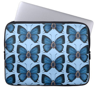 September Blue Butterfly Mönster Design Laptop Fodral