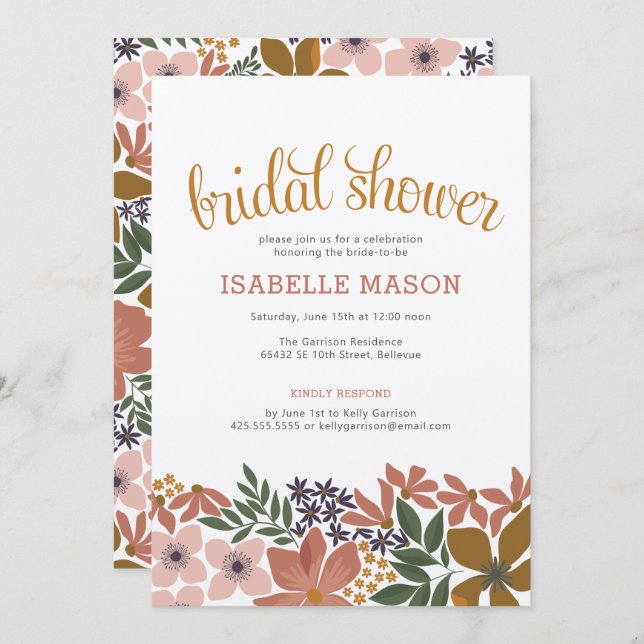 September Blumendusche Inbjudningar (Fram/baksida)