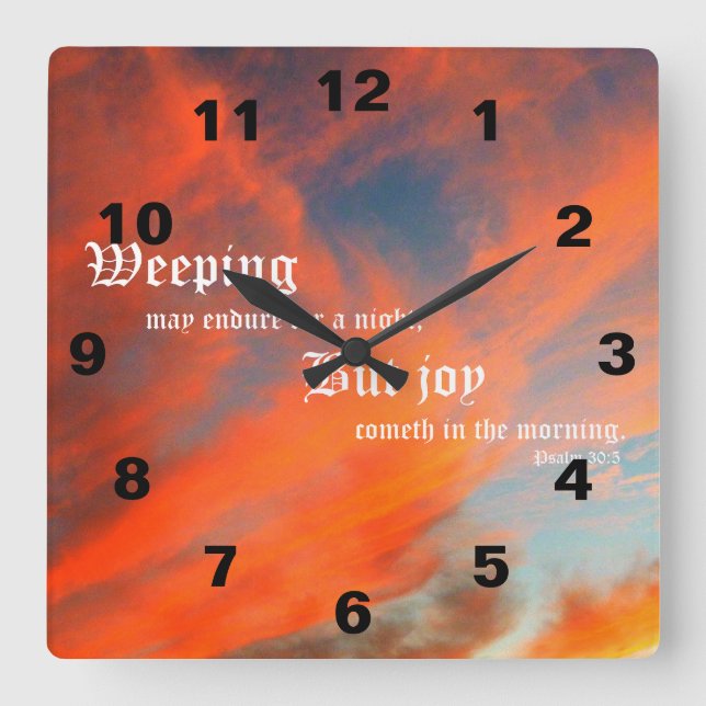 September Clouds with Psalm 30:5 Fyrkantig Klocka (Framsida)
