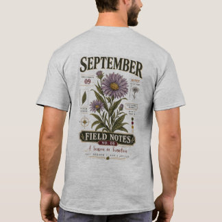 September Fältnotering Nr 09 Vintage Asterblomma T Shirt
