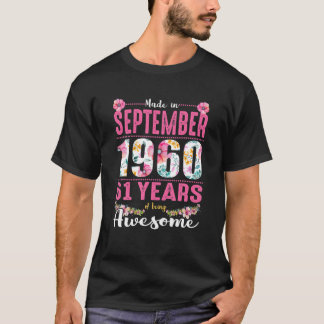 September Flickor 1960 Bday Gift 61 Years Made I T Shirt