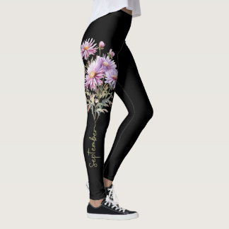 September Flower med delikat Lila Blooms Leggings