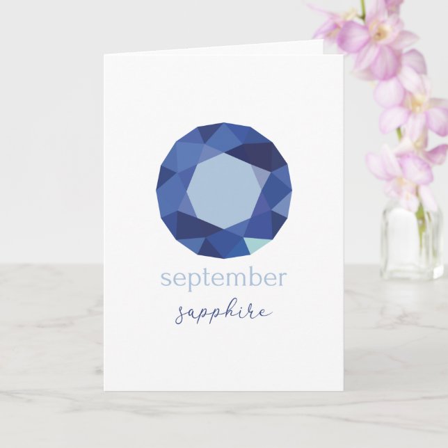 September Födelse Sten Safir Kort (Orkide)