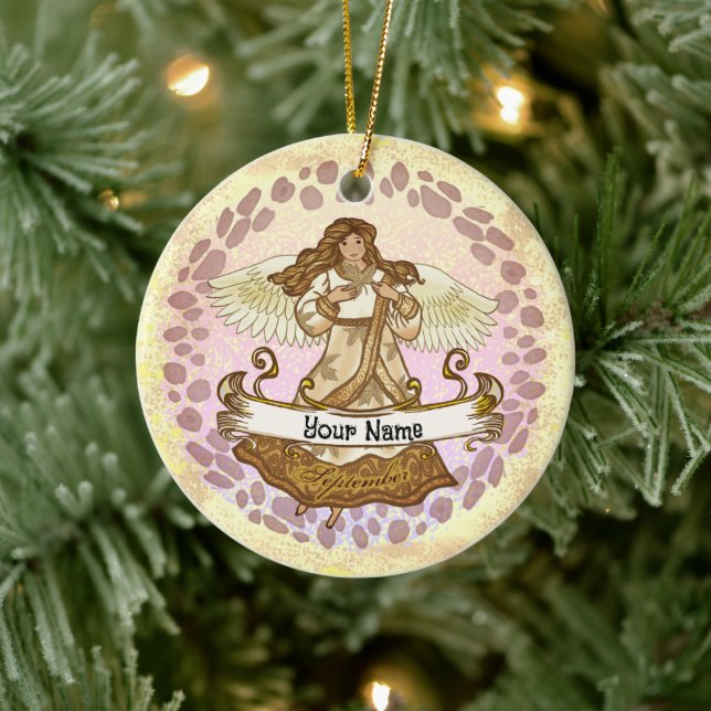 September födelsedag Angel-anpassningsbar Julgransprydnad Keramik (Träd)