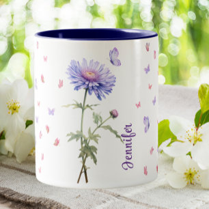 September födelsedag Aster Birth Month Flower Blom Två-Tonad Mugg