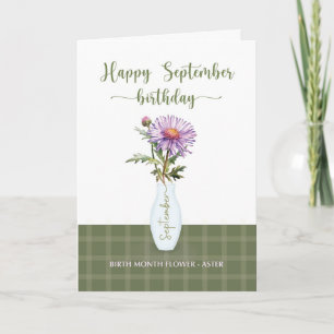 September födelsedag Aster Birth Month Flower Kort